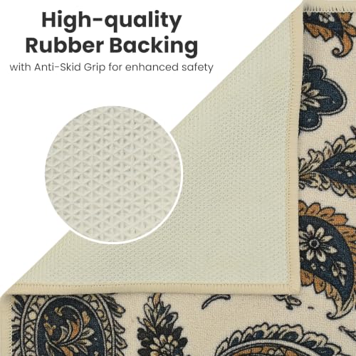 Image of FRESH FROM LOOM 100% Nylon Luxury Anti Skid Carpet for Living Room, Hall & Bedroom | Anti Fade | Rubber Backing Grip | Quick Cleaning | Washable (Ivory| Size:- 90x150 Cm or 3x5 Fts)