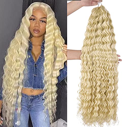 Silike Synthetic 613 Wavy Crochet Hair Deep Wave Bundles Twist Braiding Hair 32 inches Long Loose Ocean Wave Crochet Hair