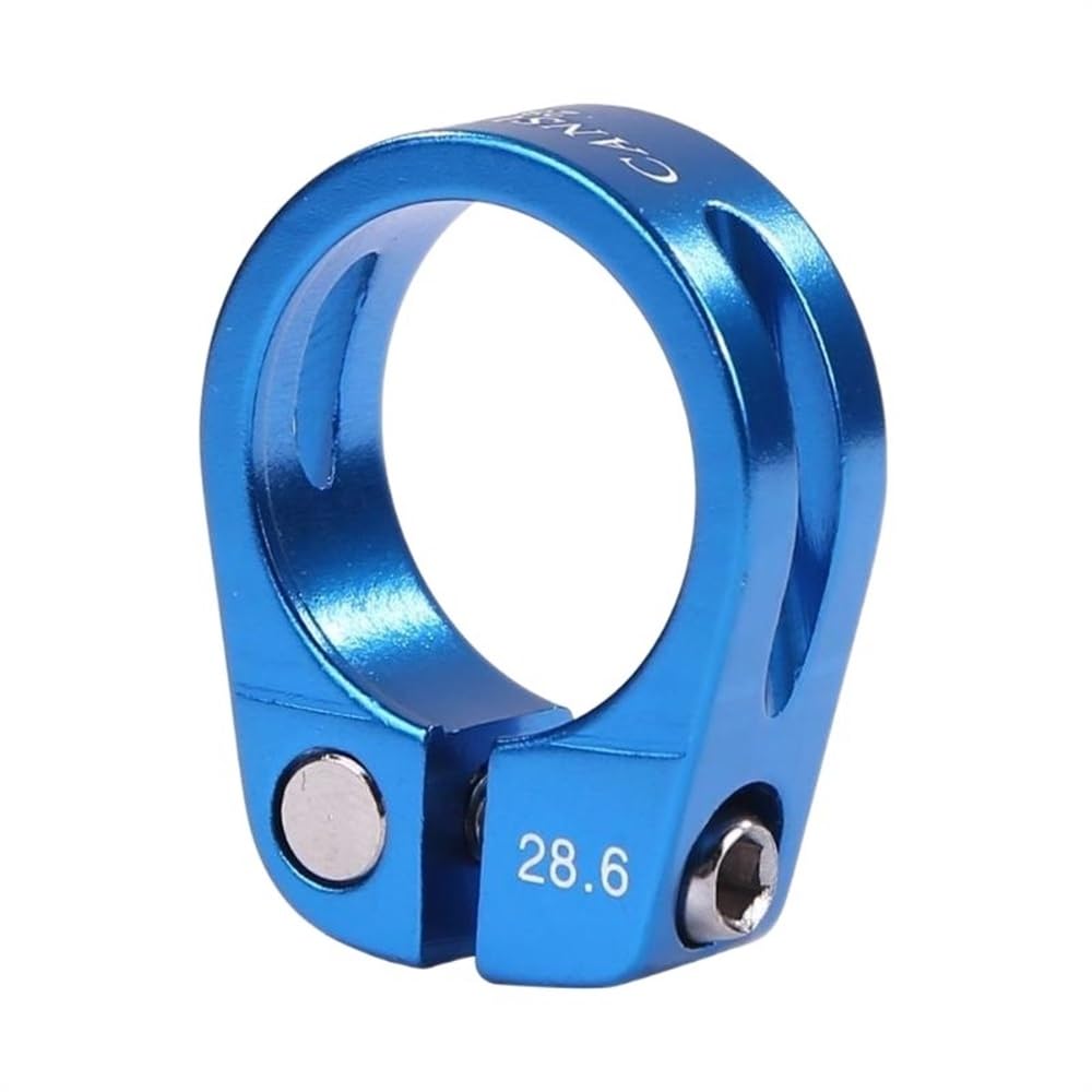 Bike Seat Clamp Alloy Road Bicycle Seat Post Clamp 28.6mm/30mm Pipe Bike Seatpost Clamps(28.6mm Blue)