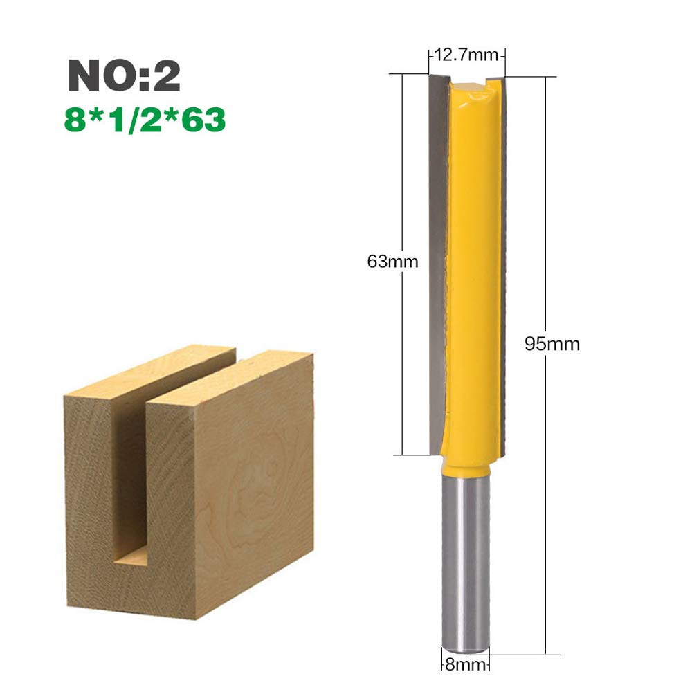 3pcs 8mm Flush Trim Router Bits Extra Long Mèches Carbide Router Bits à Bois Fraise à Menuiserie Outil de Woodworking Cutter Lame 50mm 63mm 76mm