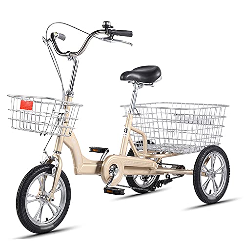 大人用三輪車 3輪バイク 3輪バイク 14インチ 大人用自転車 大型バスケット付き クルーザーバイク レクリエーション ショッピング ピクニック エクササイズ メンズ レディース サイクリング ペダリング