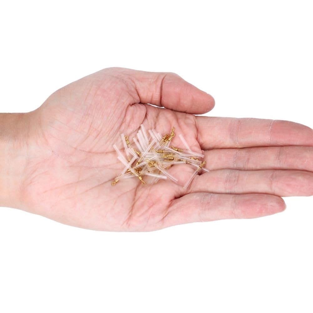 50Pcs Fishing Swivels with Tube Floats - 3 Sizes Copper & PVC Adapters for Long-line and Waggler Fishing Multi-Purpose Fishing Accessories