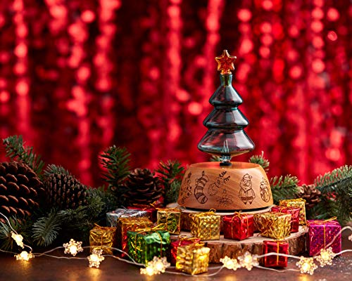 Christmas Tree Nebulizing Diffuser For Aromatherapy By Organic Aromas - Laser Engraved, Green Colored Pyrex Glass; No Heat, No Water, No Plastic #TOP2