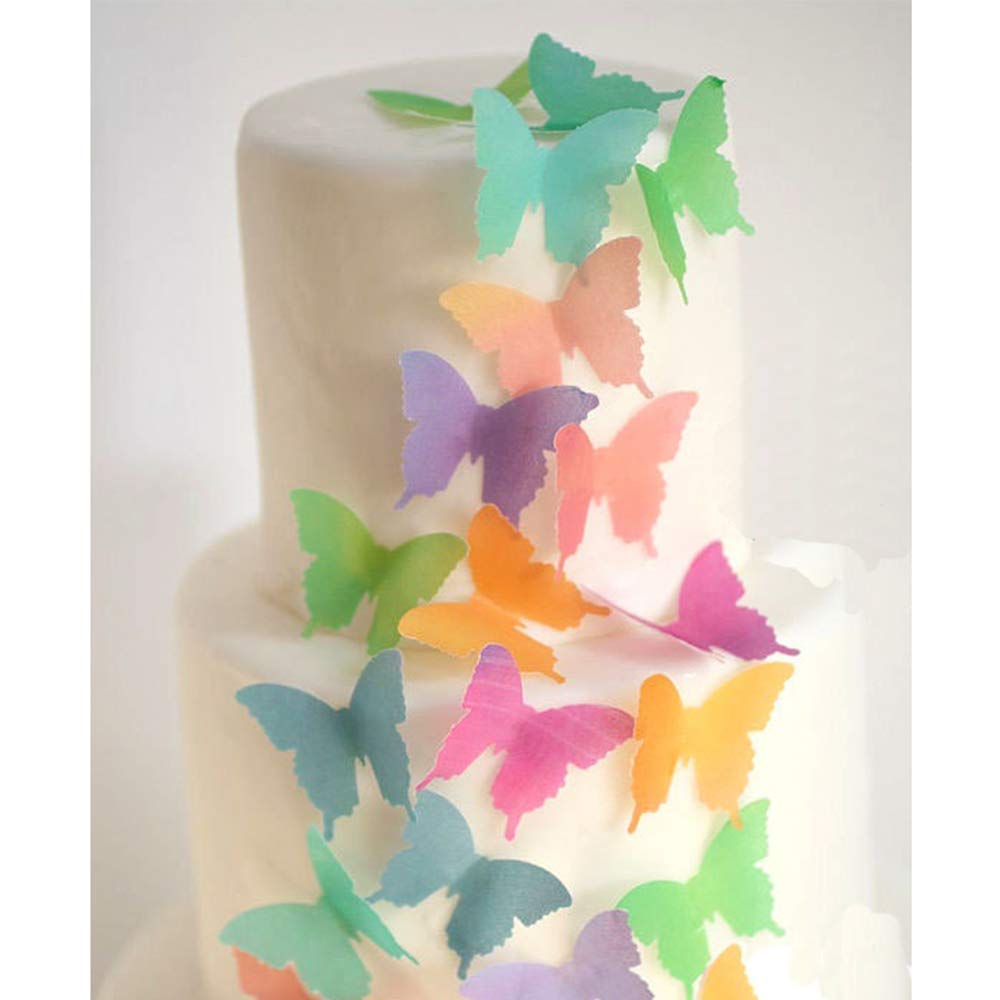 Wedding cake topper edible butterflies. 24 watercolor wafer paper butterflies for cake decorating, cupcake decorating and cookie decorating
