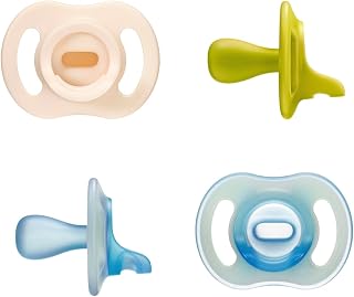 Tommee Tippee Stay Put Pacifier Set 6-18 Months: 2 Glow-in-Dark + 2 Ultra-Light Silicone Pacis, BPA-Free, One-Piece Design, Pack of 4