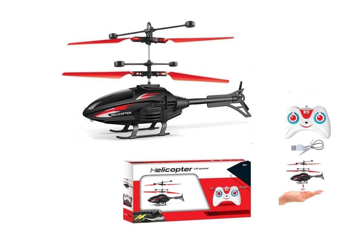 KDR || Remote Control Helicopter with USB Chargeable Cable Hand Sensor Toy with 3 D Light for Boy and Girl Children (Indoor & Outdoor Flying) - Blue