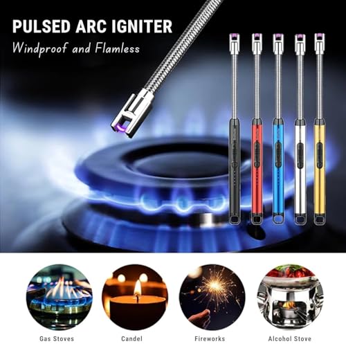 Image of Rechargeable Electric Arc Lighter for Kitchen & Candles - USB Windproof with Flexible Neck