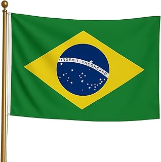 علم البرازيل 3 × 5 من صن ريب - علم برازيلي نابض بالحياة للاستخدام الداخلي والخارجي | بوليستر 68D فاخر وحواف مزدوجة الخياطة | مثالي للمنزل والحديقة والرياضة والكرنفالات