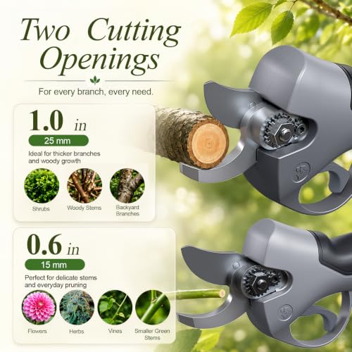 Image of Lightweight Electric Pruning Shears for Tired Hands, Cordless Pruner for Women, Seniors & Smaller Hands, 4200mAh Battery, SK5 Blade Brushless Garden Shears(Classic Grey)