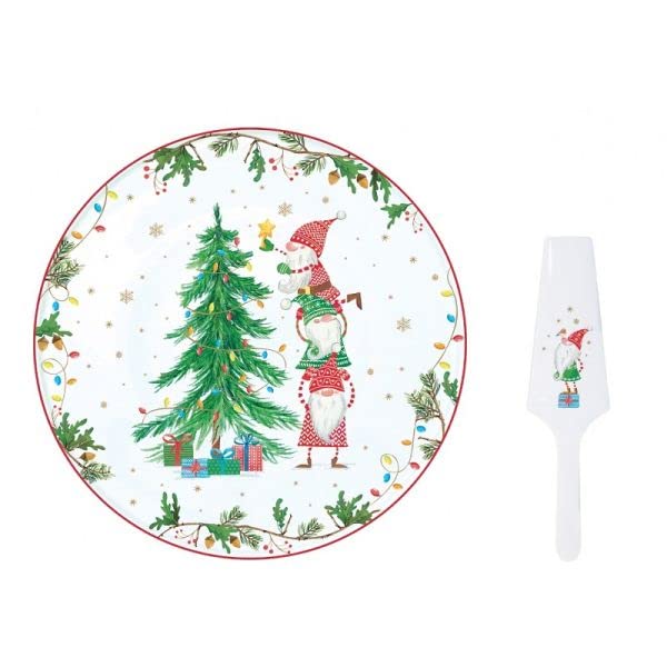 Easylife - Plat A Tarte en Porcelaine avec Pelle Ready for Christmas