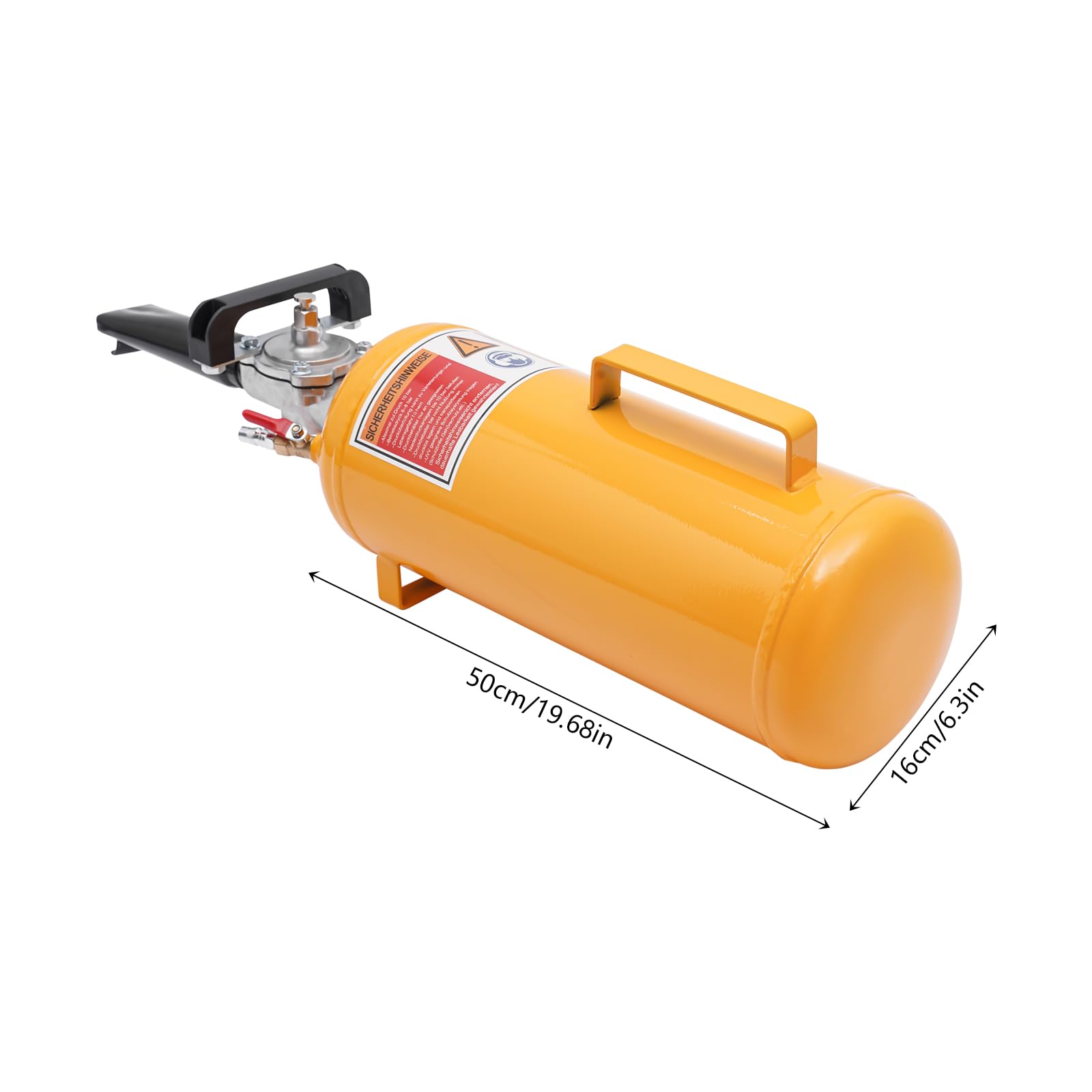 Inflador de neumáticos de 8 l, perfecto para motocicletas y vehículos eléctricos, presión de funcionamiento de 0,6 – 0,8 mpa, material de hierro y acero, presión máxima de 145 psi, color amarillo