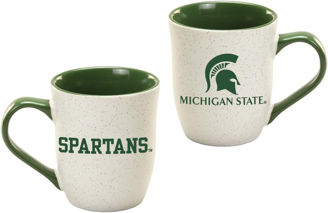 Michigan State Spartans Ceramic 16oz Granite Mug – Official Team Logo Coffee Cup with Colored Interior and Handle – Handwash Recommended – Individually Boxed