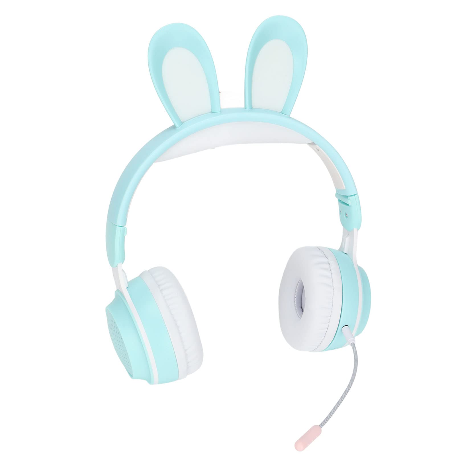 Auriculares para Niños, Auriculares Bluetooth 5.0 con Oreja de Conejo, Auriculares Inalámbricos Plegables con Luz LED sobre la Oreja, Soporte TF/AUX, Regalos para Niños, Niños Pequeños,(Verde)