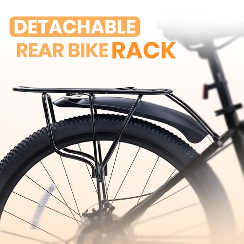 Image of DEYGIA 24 26 inch Mountain Bike for Boys and Girls, 21-Speed Drivetrain, Kids Mountain Bike with Rear Rack, Suspension Fork, Dual Disc Brakes, Internal Cable, Kids' Bicycles with Multiple Colors