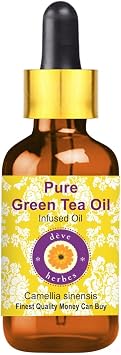 Deve Herbes Pure Green Tea Oil Camellia sinensis with Glass Dropper 100% Infused 30ml 1.01 oz