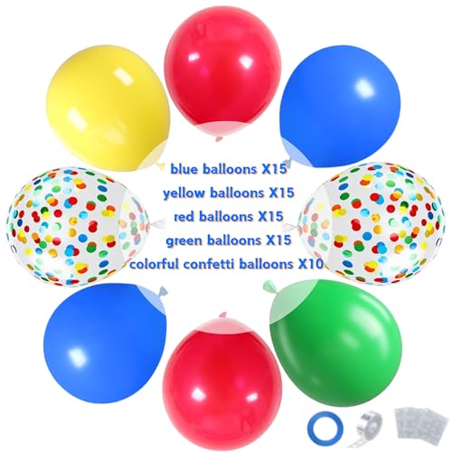 Image of Red Yellow Blue Balloons, 70-Pack Colorful Balloons Curious George birthday