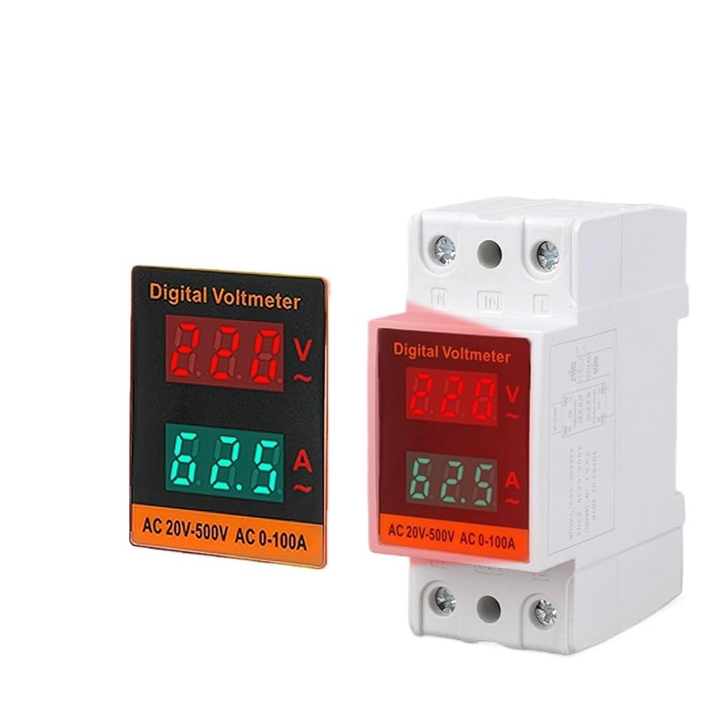 1/2Pcs 35MM Din Rail Digital Voltmeter Voltage Tester with HD Led Display Ammeter Electricity Meter AC 50-500V 100A(1Pcs)