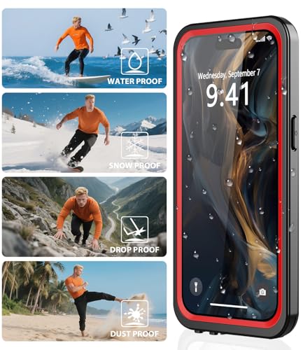 Coque iPhone 15 Pro Max étanche rouge stop aux rayures et chutes d'eau - 7