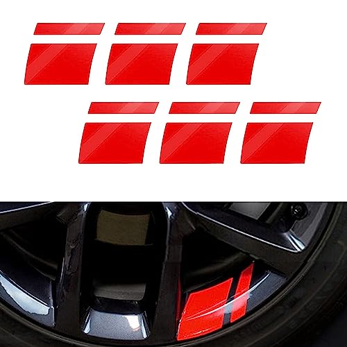Image of gunhunt 6 PCS Car Reflective Stickers, Wheel Rim Decal Stripes Car Decals, Automotive Decals Hash Stripe Stickers for 18-21 Inch Wheels Tire Rim Safety Decoration Accessories (Red)
