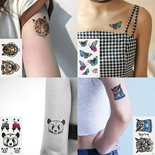 Oottati 30 Sheets Small Cute Temporary Tattoos Kit - Watercolor Painting Dream Catcher Snake Cat Tiger Bird Bulb Whale Butterfly Wolf Lollipop Fox Panda Feather For Women Adult #TOP1