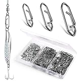 Realure 150 Pcs/3 Sizes Power Fishing Clips Quick Change Sea Fishing Clips S & M & L Sea Fishing Tackle Snaps Stainless Steel Snaps for Fishing Swivels for Connecting Lures & Line & Weights
