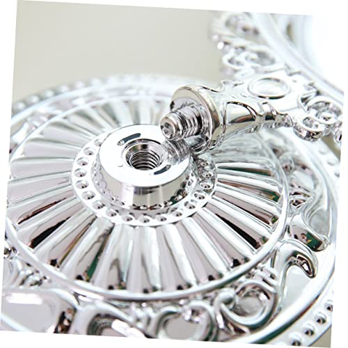Ipetboom Double Sided Mirror Vintage Hand Mirror Silver Desk Mirror Vintage Cosmetic Makeup Vanity Mirror Oval Desktop Mirror Small Handheld Makeup Mirror Girl European Style - Image 3