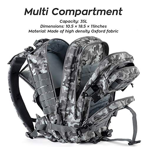 Gelindo Military Tactical Backpack, Army Molle Bag, Assault Backpacks, Small Rucksack for Hunting, Camping, Trekking, School, 35L