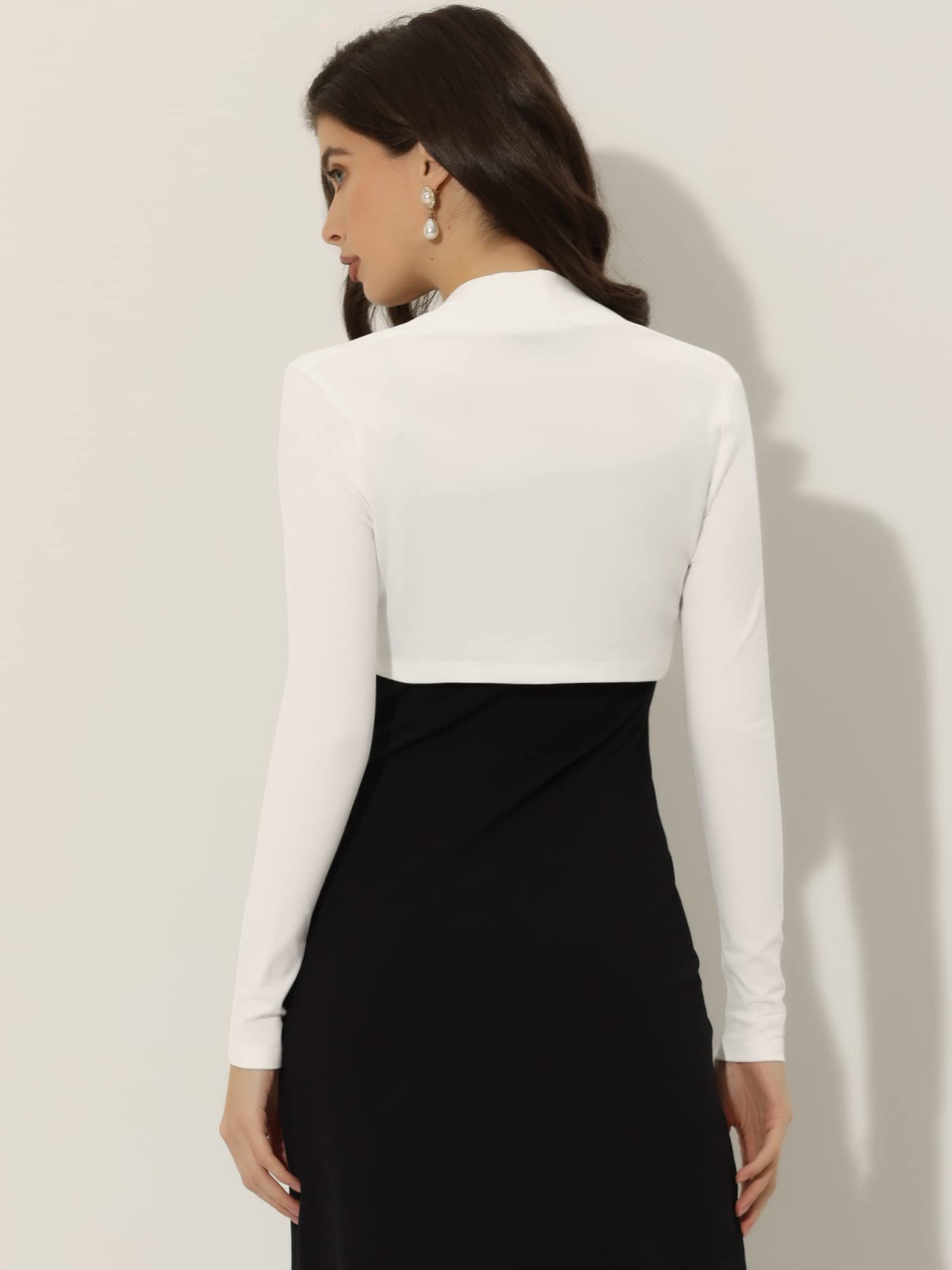 Allegra K Boléro élégant pour femme à manches longues en coton tricoté ouvert sur le devant
