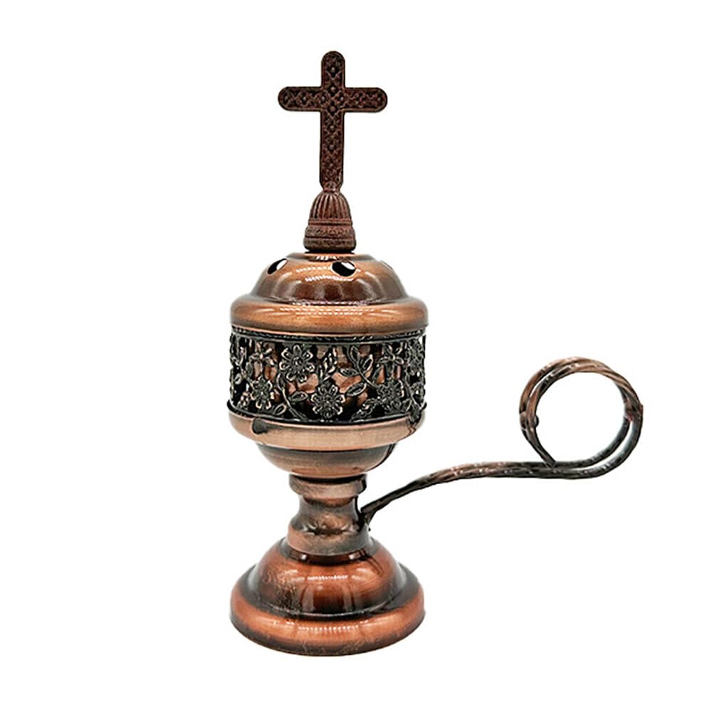 Bdkmms Red Copper Incense Burner, Metal Aroma Burner Stand Frankincense Charcoal Incense Holder Home Decoration For Aromatherapy, Yoga And Spa, Home And Christian Church Censer