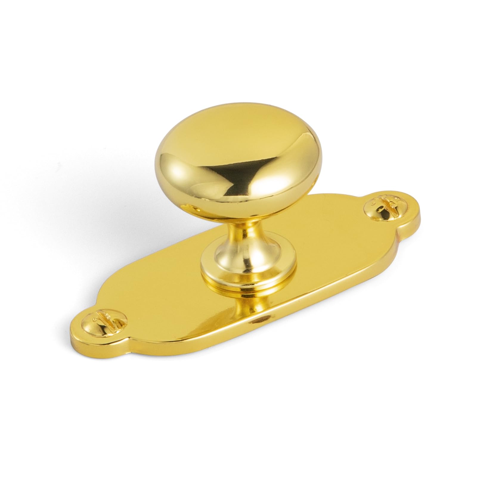 Goo-Ki Gold Zinc Alloy Cabinet Knob with Backplate - Single Hole Center Cabinet Pull Hardware for Bedroom, Kitchen, 2 Pack（8611-G013）