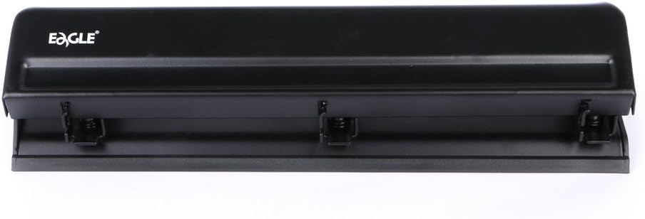 Eagle 3 Hole Punch, Desktop Heavy Duty Paper Puncher,12 Sheet Punching Capacity, All-Metal Construction (Black)