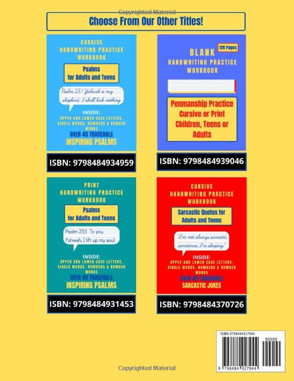 Print Handwriting Practice Workbook: Sarcastic Quotes for Adults and Teens. Improve your penmanship with guided alphabet letters, numbers, number words and sarcastic quote tracing pages - Image 2