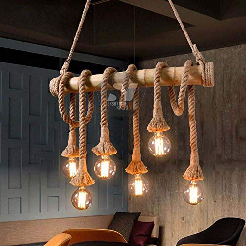 ANZZSS Industrial Antique Retro Farmhouse Rustic Lighting, Bulb Not Included (Bamboo Light)(Ac)