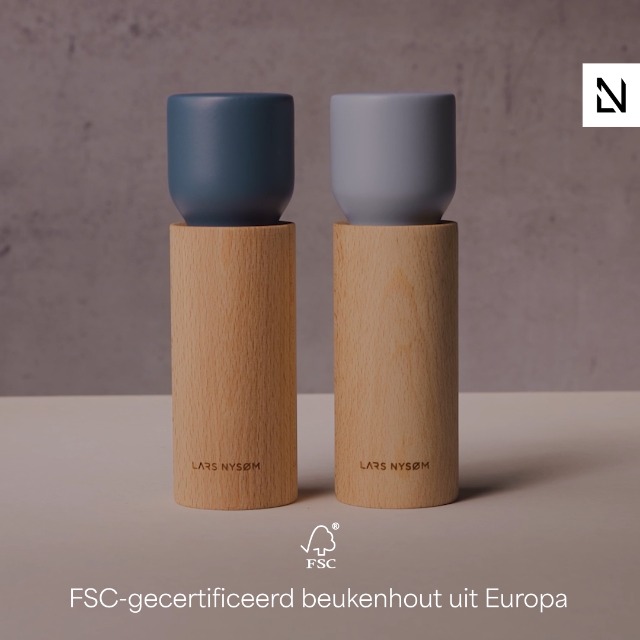 LARS NYSM Houten Zout En Pepermolen Set Handmatige Peper Molens Met Verstelbaar Keramisch Mechanisme Elegante Beukenhouten Molen Voor Keuken Of Tafel Green Beige 2778033000