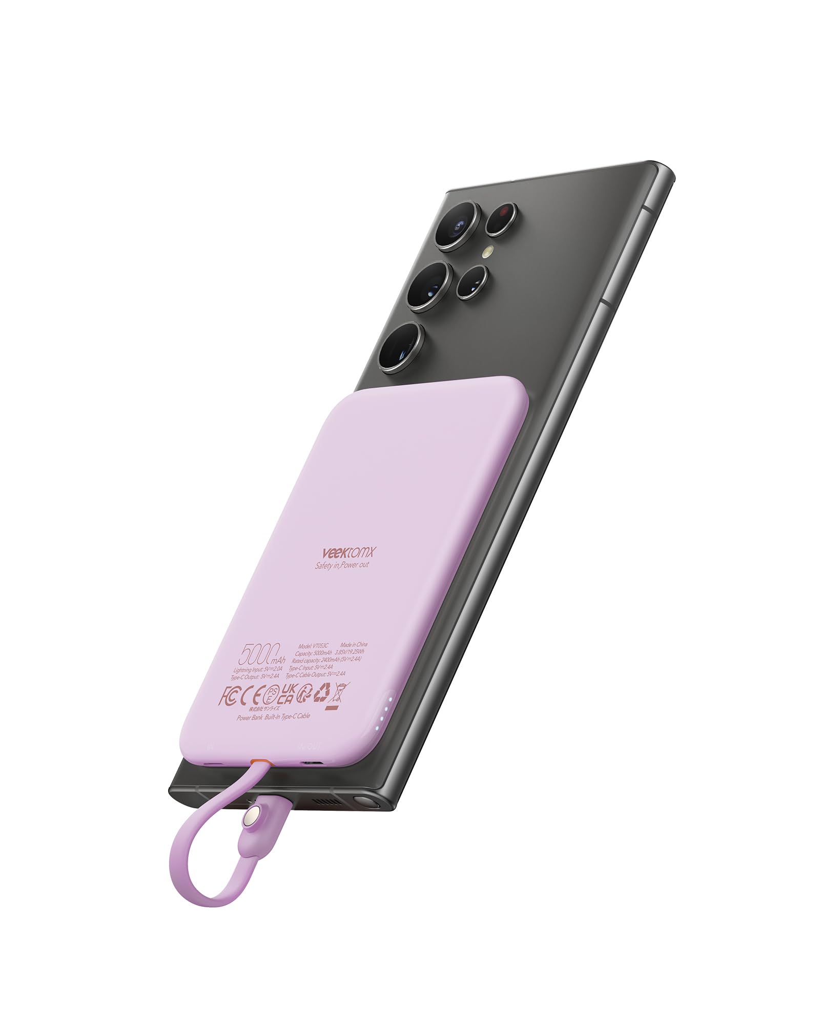 Amazon | モバイルバッテリー 軽量 小型 タイプc ケーブル内蔵 超薄型