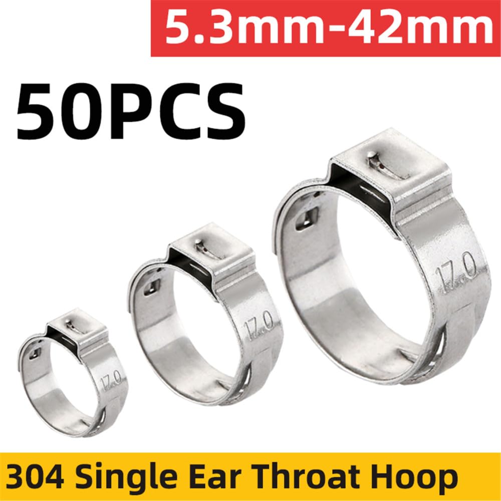 Abrazadera de tubo,Anillos de abrazadera, 50 fascette stringitubo for orecchio singolo 5,3-42 mm Specifiche multiple Kit di assortimento fascette for tubi auricolari in acciaio inossidabile 304, CINA,