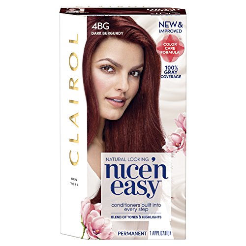 Clairol Nice'n Easy Permanent Hair Color, 4BG Dark Burgundy, 1 Count