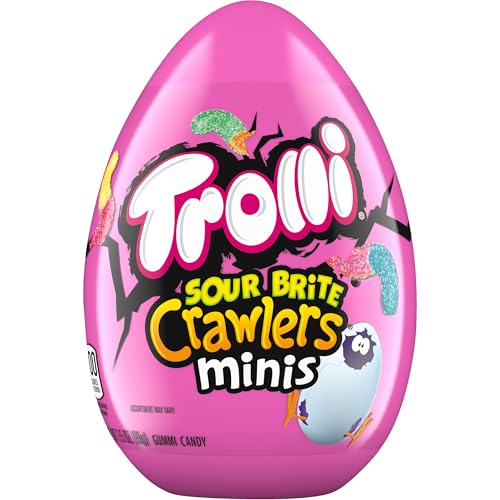 Trolli Sour Brite Crawlers Minis, Sour Gummy Worms, Novelty Easter Egg Candy, 3.5 oz