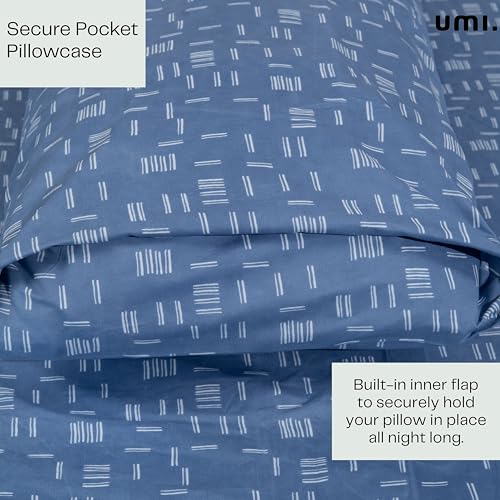 Image of Amazon Brand - Umi Cotton Elastic Fitted Bedsheet, King Size 78x72 Inches, Elastic Fit Bed Sheet, 10 Inch Deep Pocket, Soft Breathable Bedding, Durable Easy Care, with Pillow Cover-Rhythm Dashes