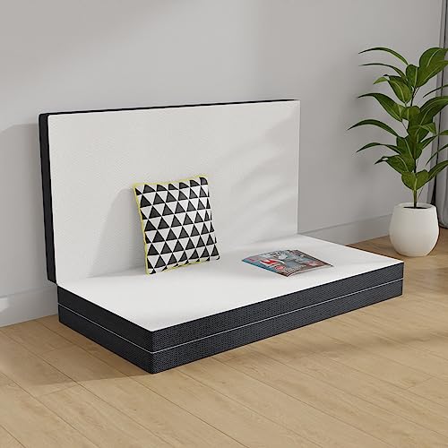 3 inch Folding Mattress Tri Fold Memory Foam Mattress Topper Portable Foldable Mattress Topper with Washable Cover Non-Slip Bottom for Camping, Guest, Floor RV, CertiPUR-US Certified, Full - Image 4