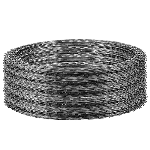 Alambre de púas galvanizado - Alambre de púas de Doble Espiral para protección de cercas de jardín Exteriores - Solución de Seguridad Duradera de 50 m en Color Plata