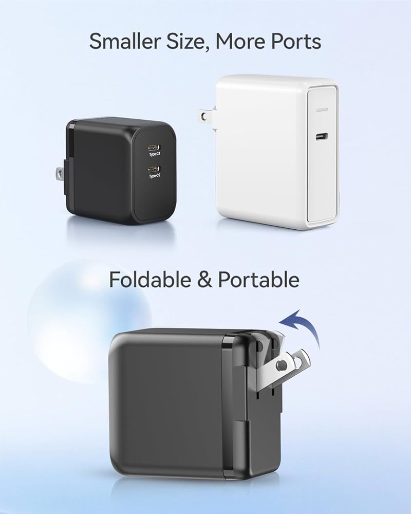 電源ユニット 45W USB Type C Charger Adapter Compatibl USB C Charger 45W, K&ZZ 2-Port Fast USB C Charger Block