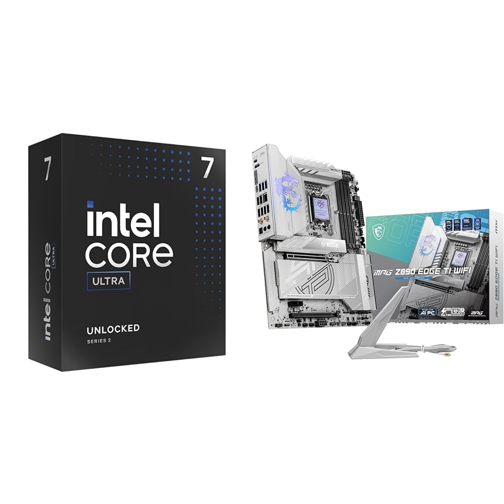 Intel Ultra 7 Desktop Processor 265K - 20 cores (8P+12E) & MSI MPG Z890I Edge TI WiFi Motherboard, Mini-ITX - Supports Intel Core Ultra Processors (Series 2), LGA 1851-110A SPS VRM, Wi-Fi 7, 5G LAN