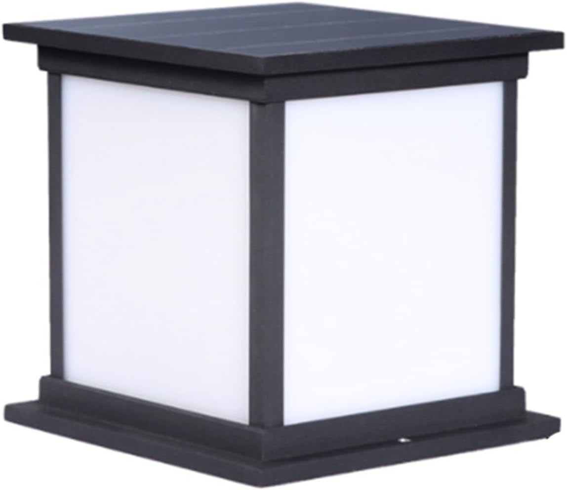 Outdoor 3 Modes LED Deck Fence Cap Light Garden Post Solar Powered Lights White Square Small Post Lights Fixture Remote Control Adjustable Patio Pathway Pillar Lamp