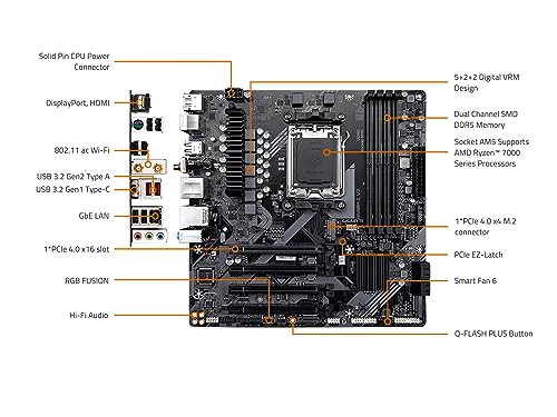 GIGABYTE B650M C V2 (AM5/LGA 1718/AMD/B650/Micro-ATX/5 anni di garanzia/DDR5/PCIe 4.0 M.2/PCIe 4.0/USB 3.2 Gen1 Type-C/1GbE LAN/scheda madre) - Scheda madre - Immagine 5