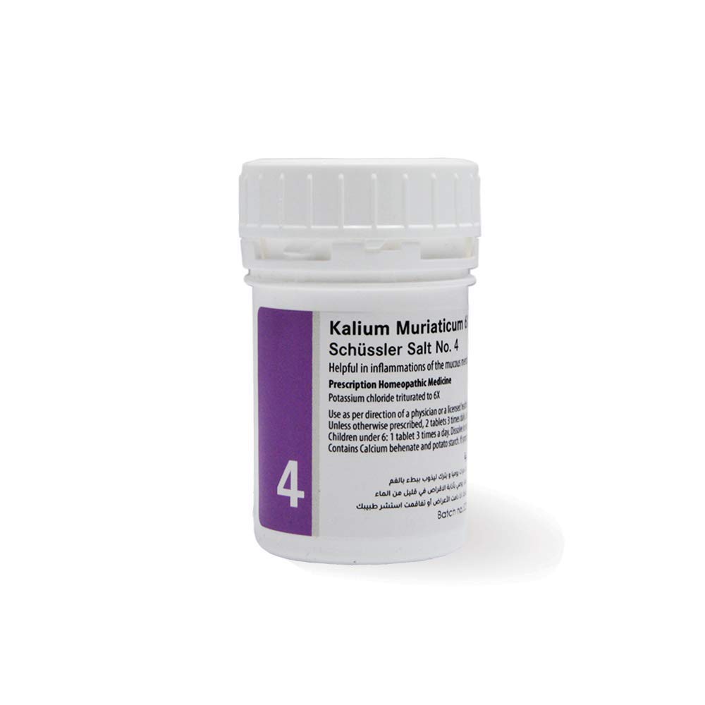 NATURAL HOMEOPATHIC BIOCHEMIC REMEDY | SCHUESSLER SALT NO. 4 KALIUM MURIATICUM 6X 200 TABLETS