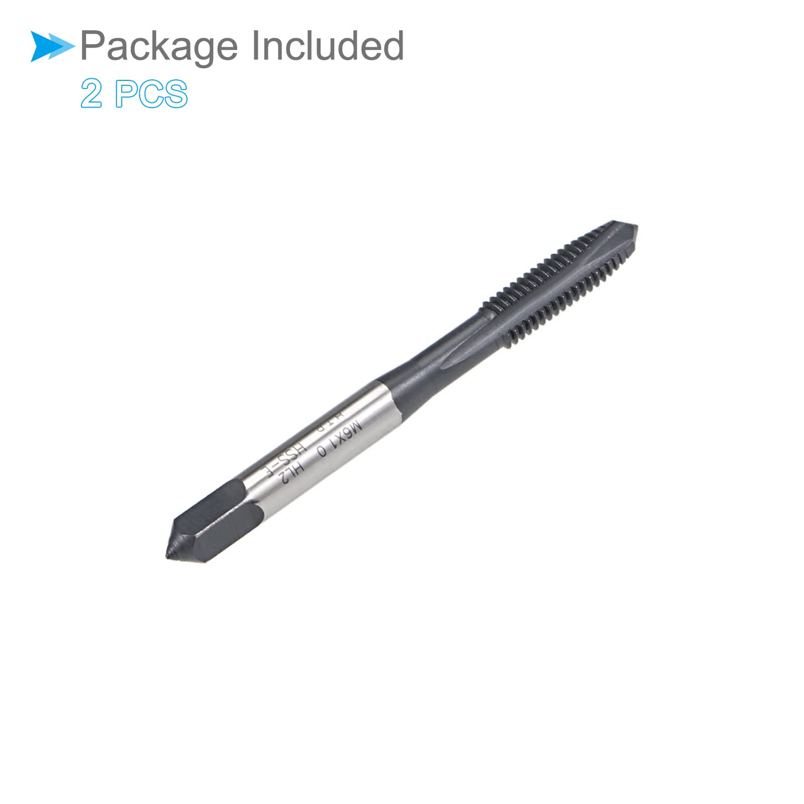 Spirale Punta Maschi, Metrico M6 x 1.0 Filo, TICN Rivestito Alta Velocità Acciaio JIS Vite Fresatura Foratura Maschio per Perforazione Macchina, 2-Pezzi