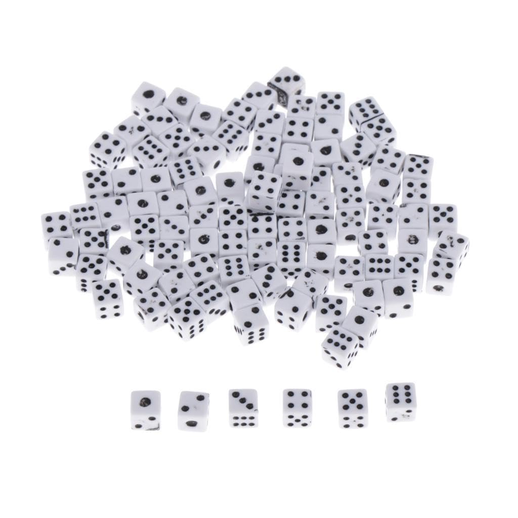 UJEAVETTE® 100Pcs 5Mm Six Sided D6 Dice Dies for Dungeons and Dragons Game