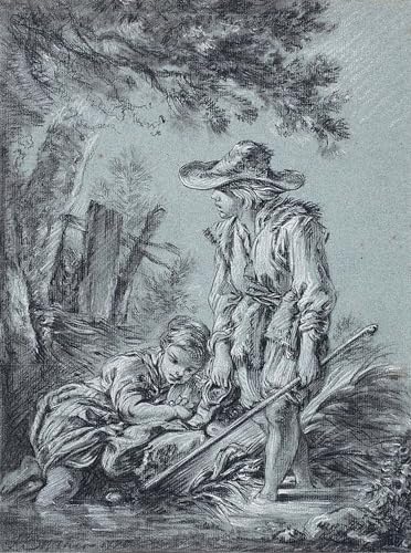 Tableau pastorale François Boucher impression art sur toile 60x90cm