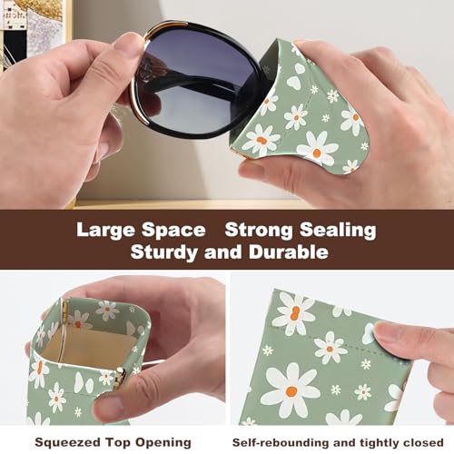 Image of Anikathy 2Pcs Sunglass Eyeglass Glasses Case Soft PU Leather with Cleaning Cloth Portable Glasses Pouch Bag for Men Women